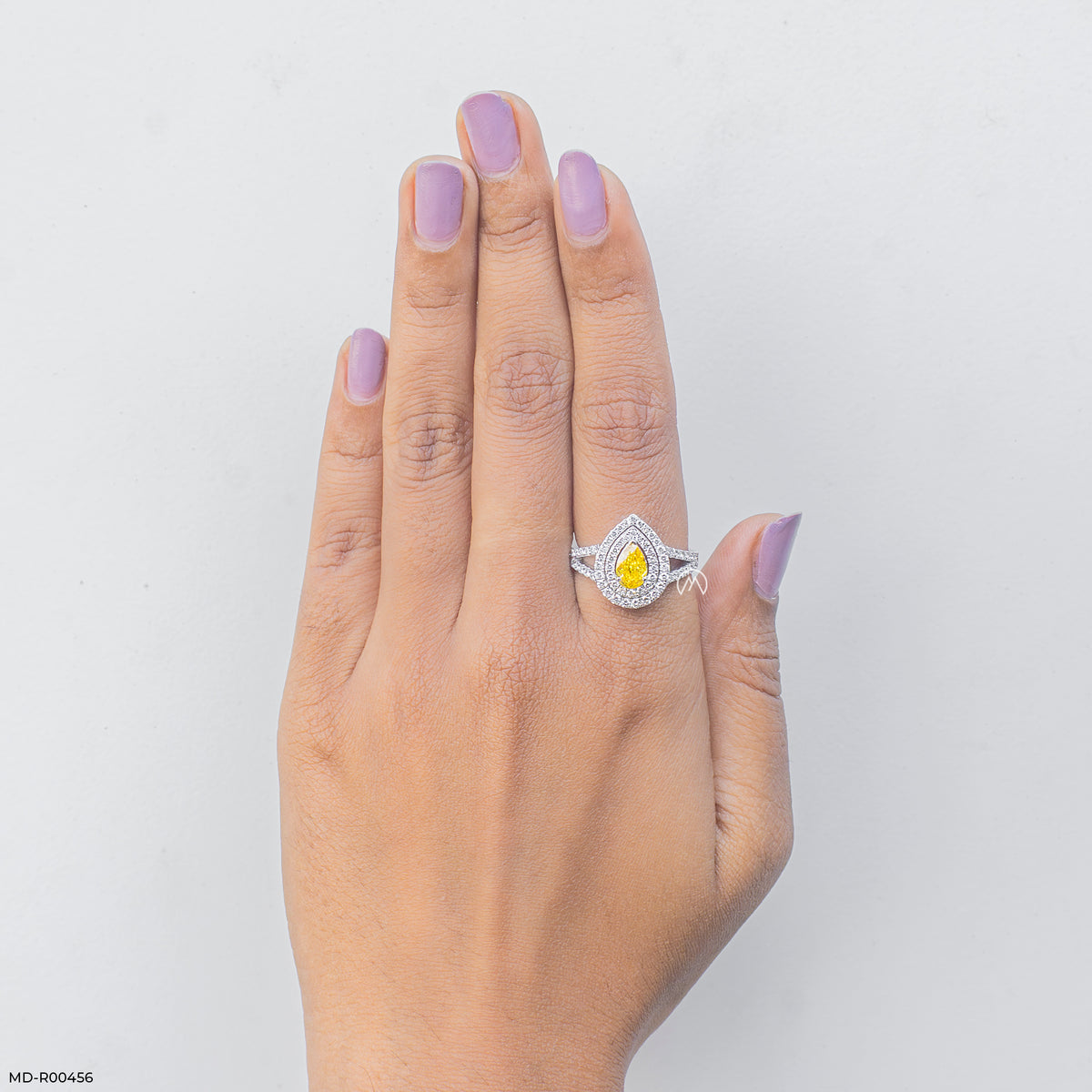 1.5 Carat Canary Teardrop Split-Shank Diamond Ring