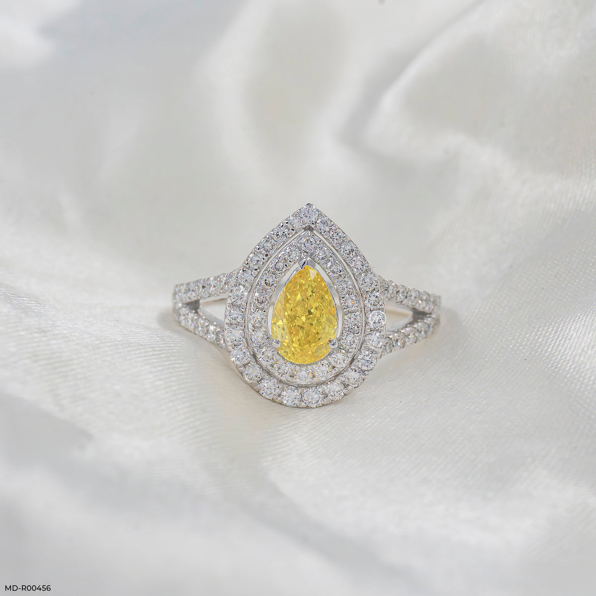 1.5 Carat Canary Teardrop Split-Shank Diamond Ring