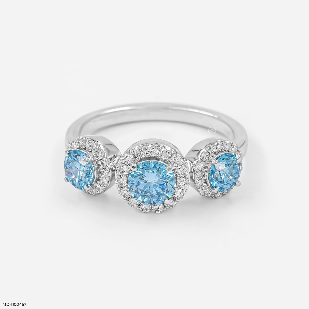 1.5 Carat Azure Trinity Halo Lab Diamond Ring