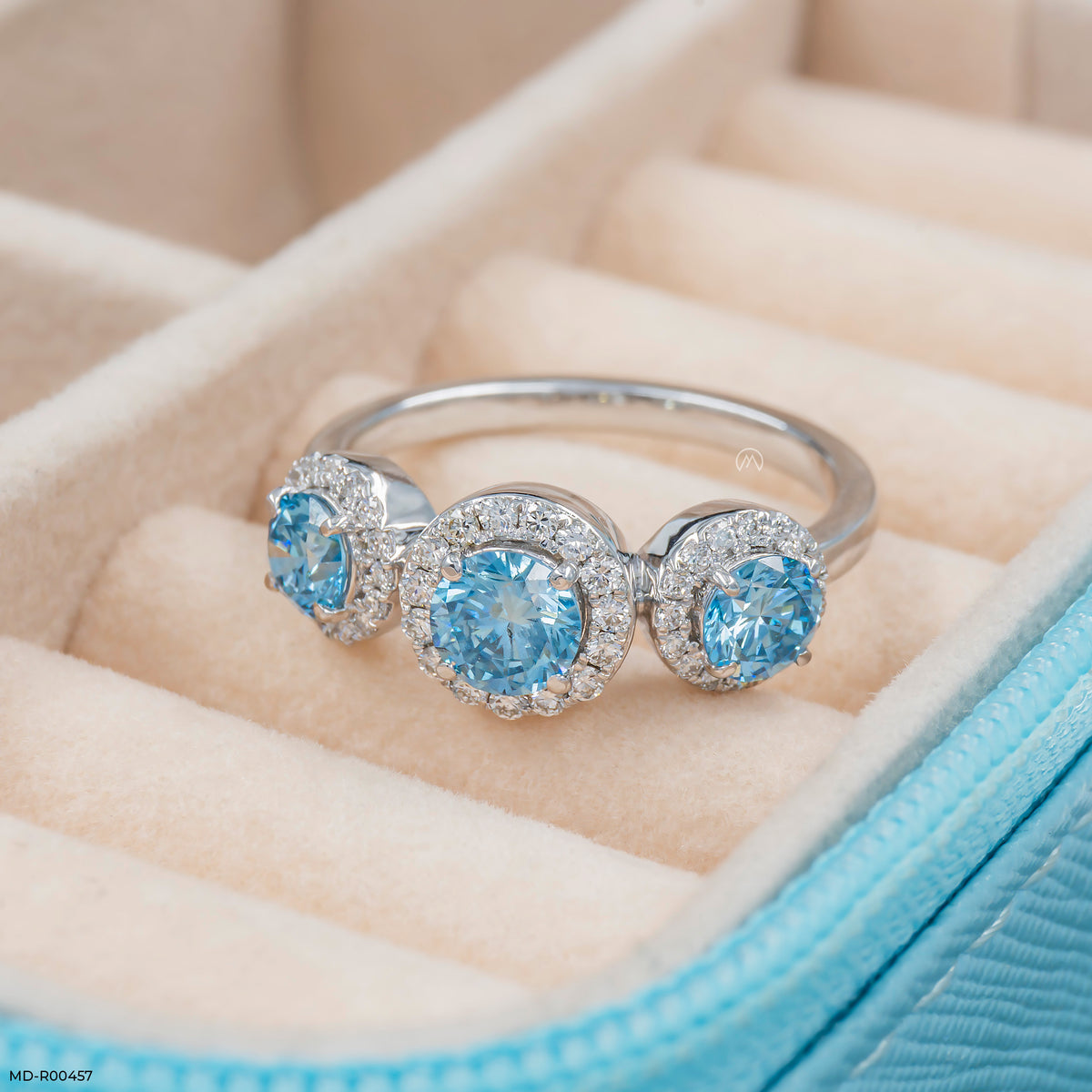 1.5 Carat Azure Trinity Halo Lab Diamond Ring