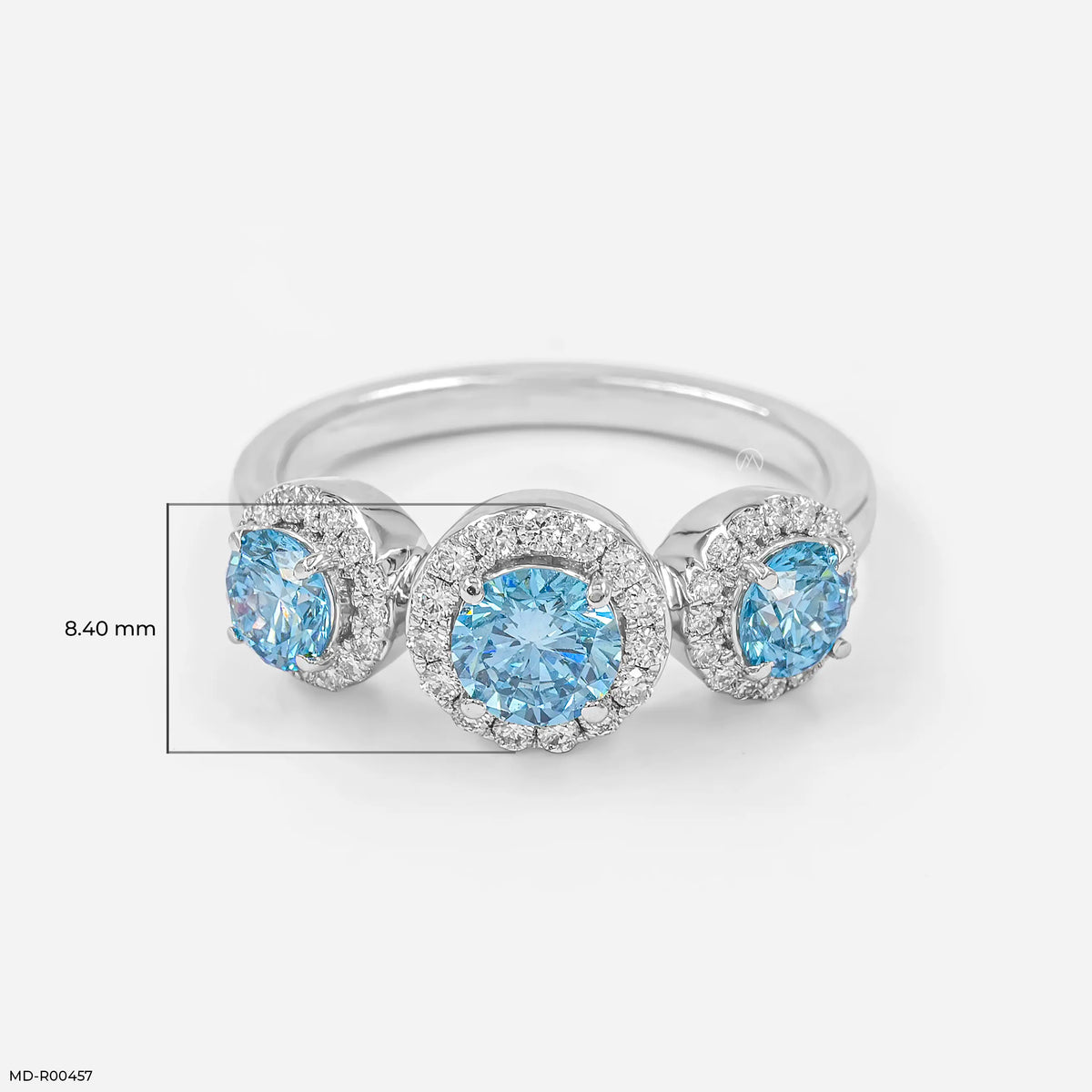 1.5 Carat Azure Trinity Halo Lab Diamond Ring
