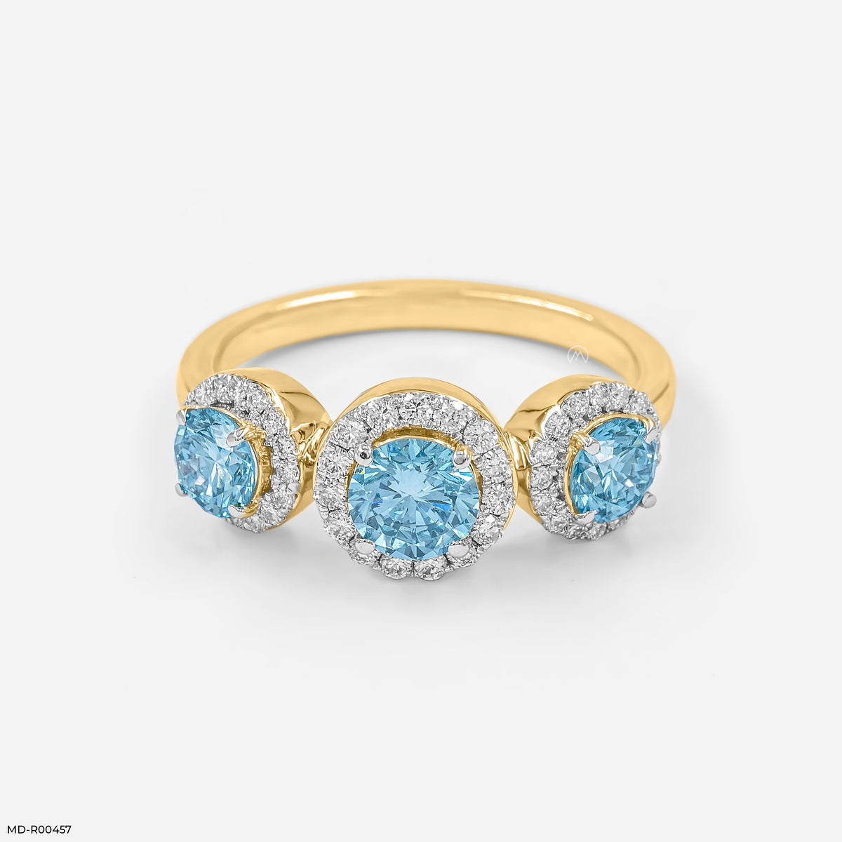 1.5 Carat Azure Trinity Halo Lab Diamond Ring