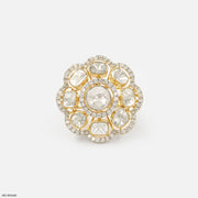 1 Carat Eight-Petal Polki Lab Diamond Halo Ring
