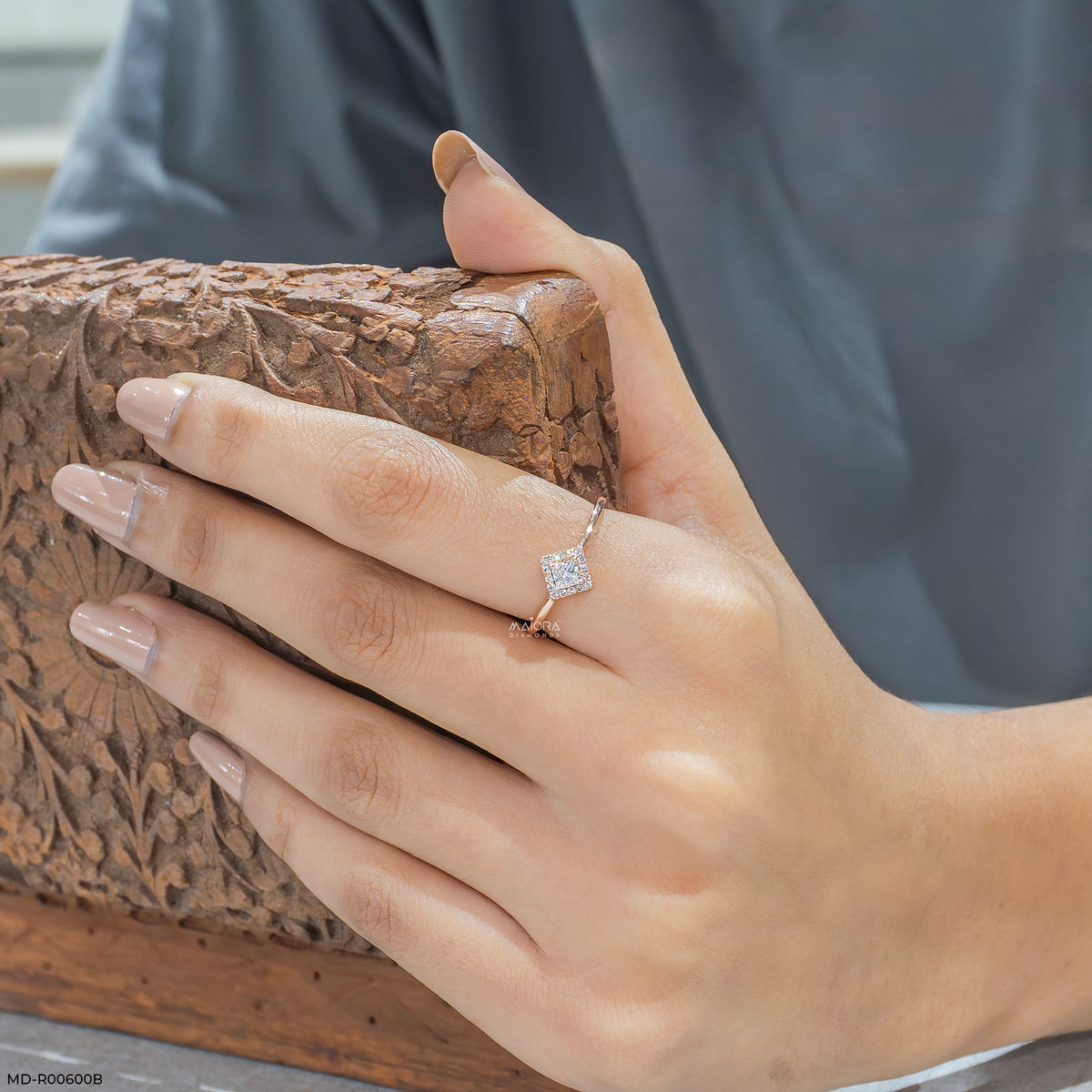 0.35 Carat Square Halo Lab Diamond Ring