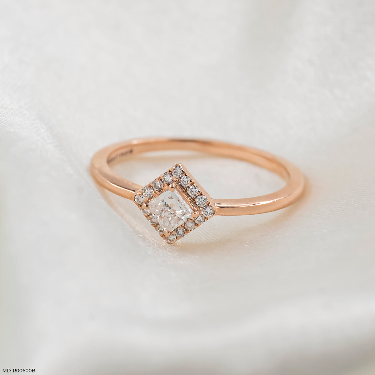 0.35 Carat Square Halo Lab Diamond Ring