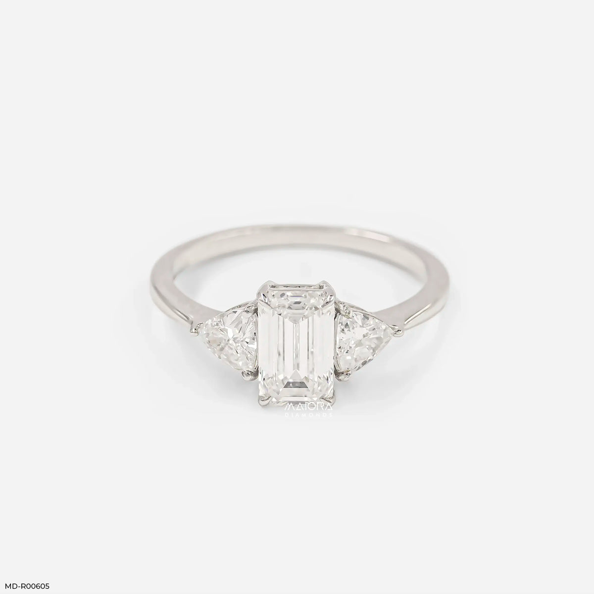 1.75 Carat Emerald Cut Trinity Lab Diamond Ring