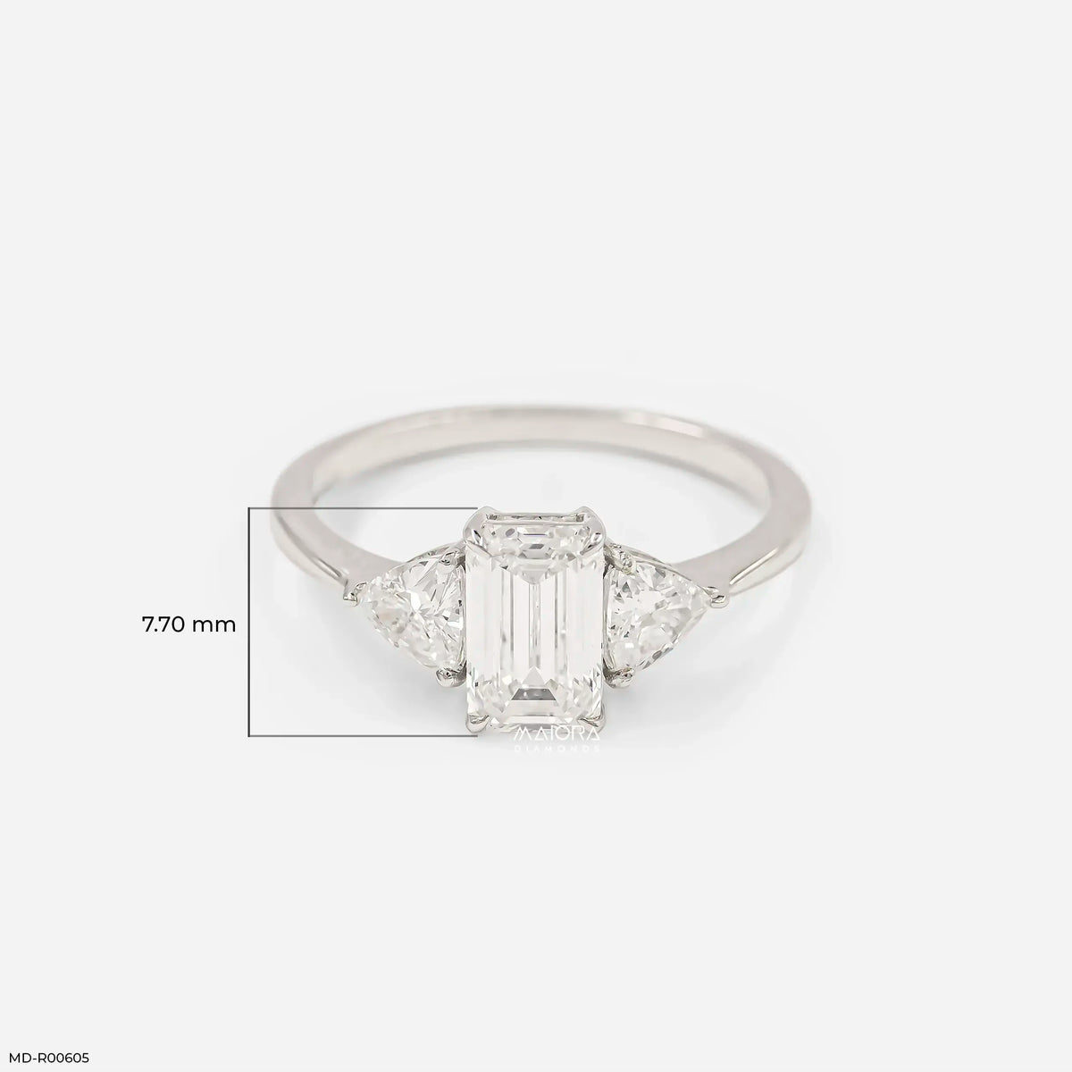 1.75 Carat Emerald Cut Trinity Lab Diamond Ring