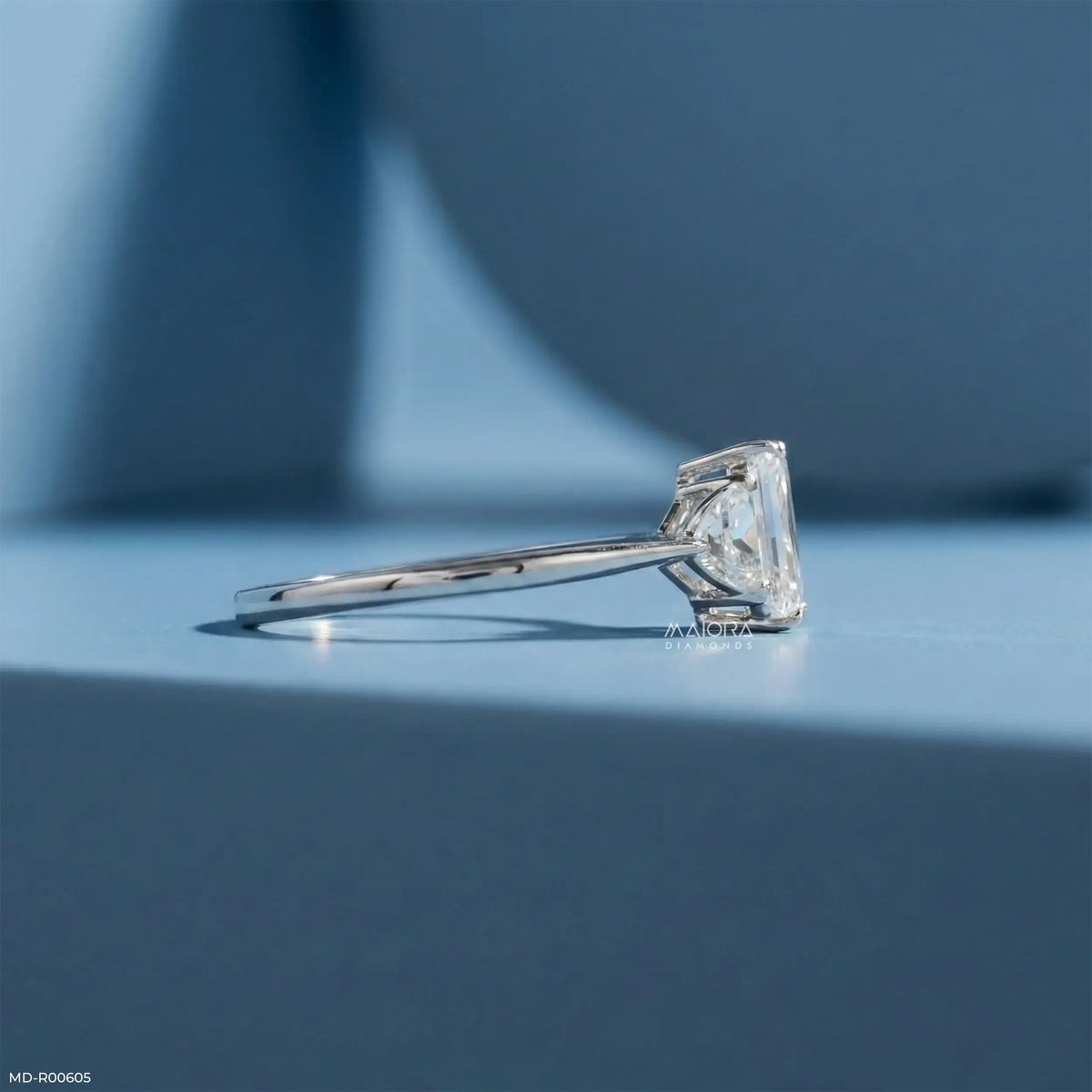 1.75 Carat Emerald Cut Trinity Lab Diamond Ring