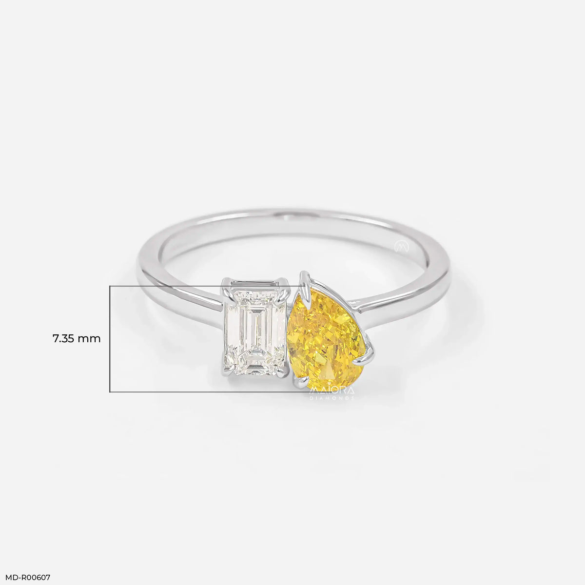 1.35 Carat Toi Et Moi Solitire Lab Diamond Band Ring