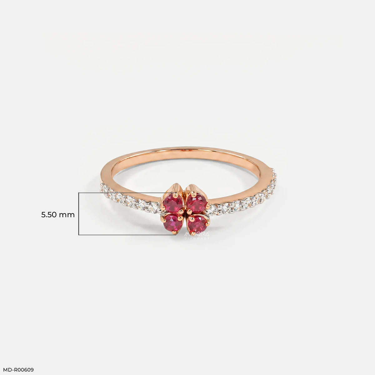 0.13 Carat Ruby Petal Lab Grown Diamond Ring