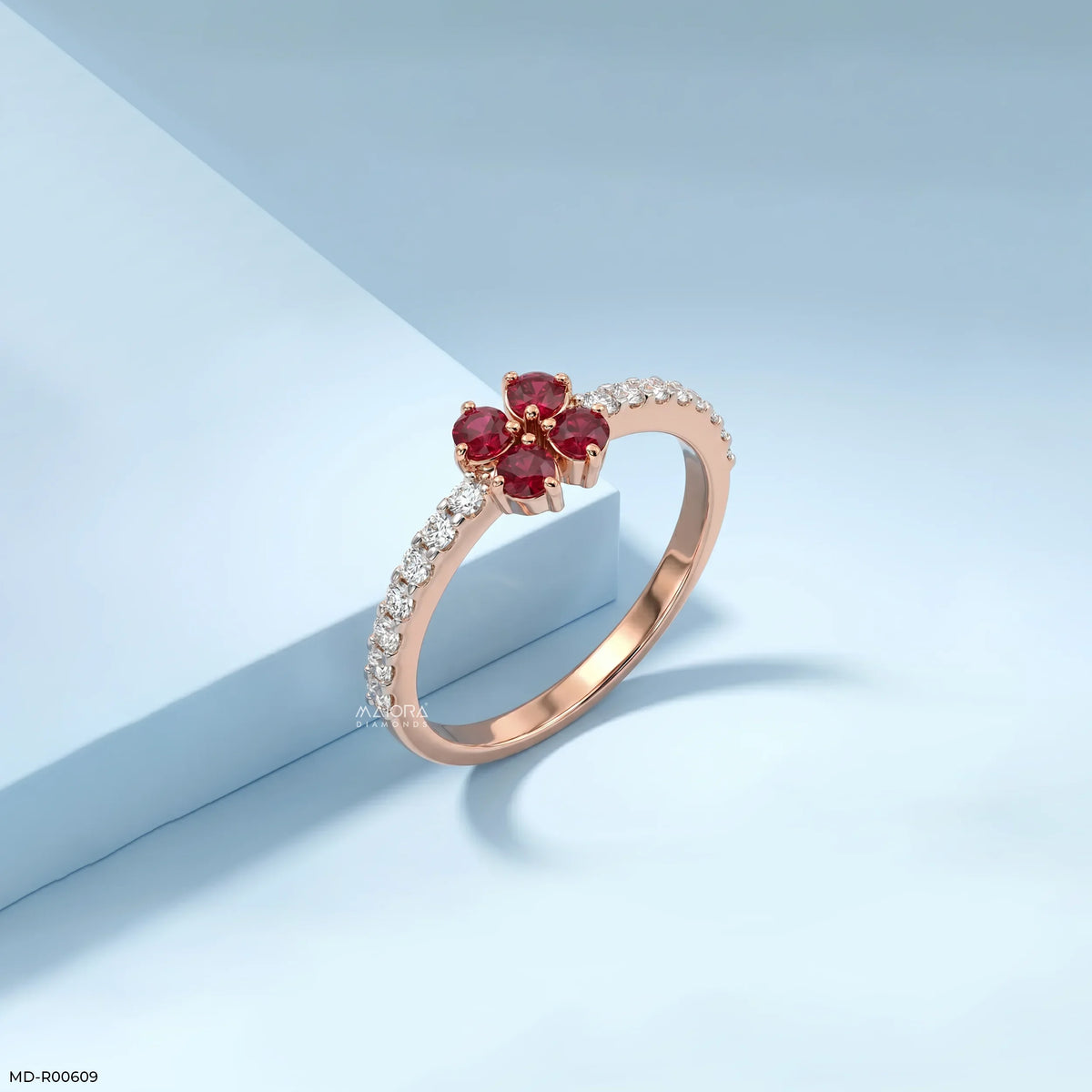 0.13 Carat Ruby Petal Lab Grown Diamond Ring
