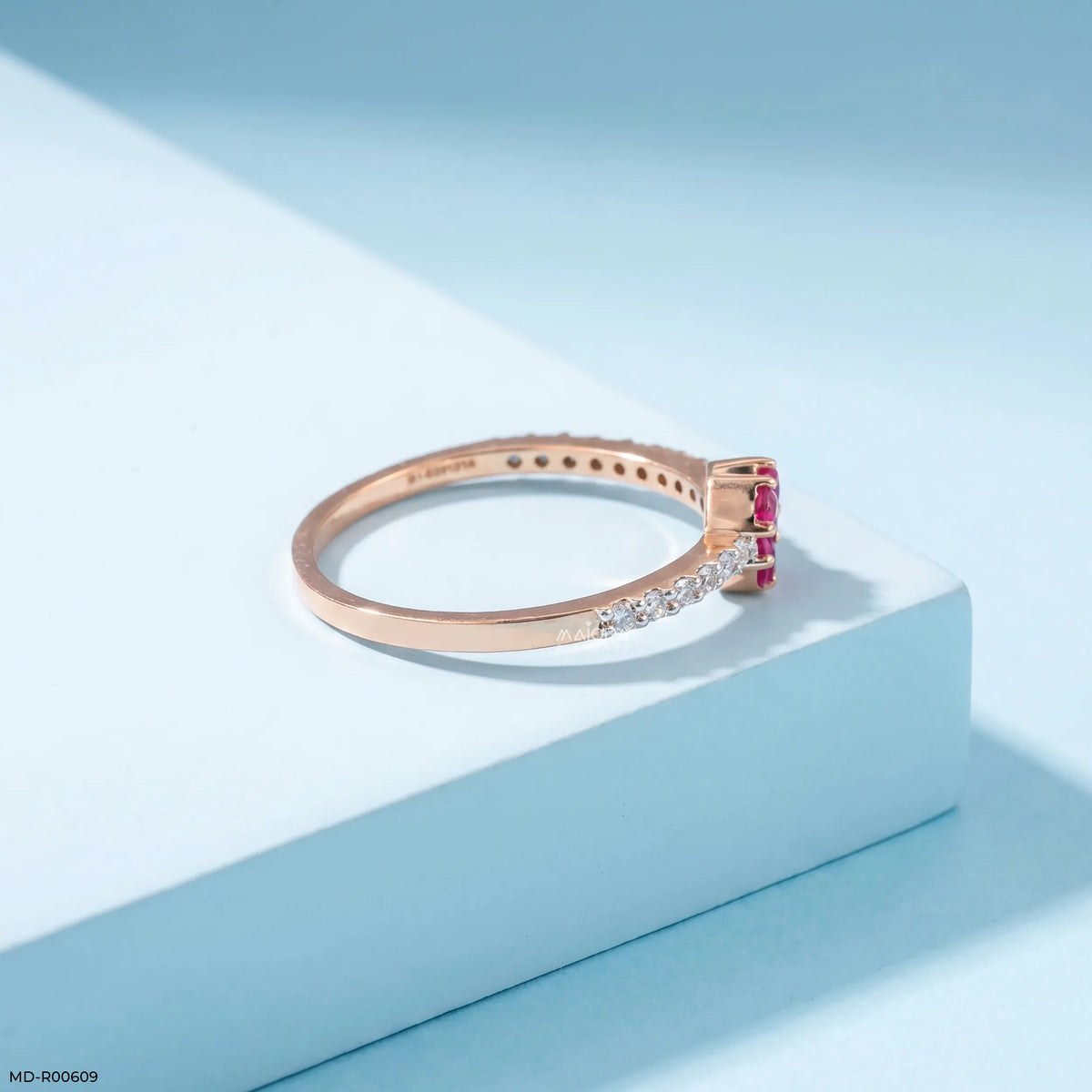 0.13 Carat Ruby Petal Lab Grown Diamond Ring