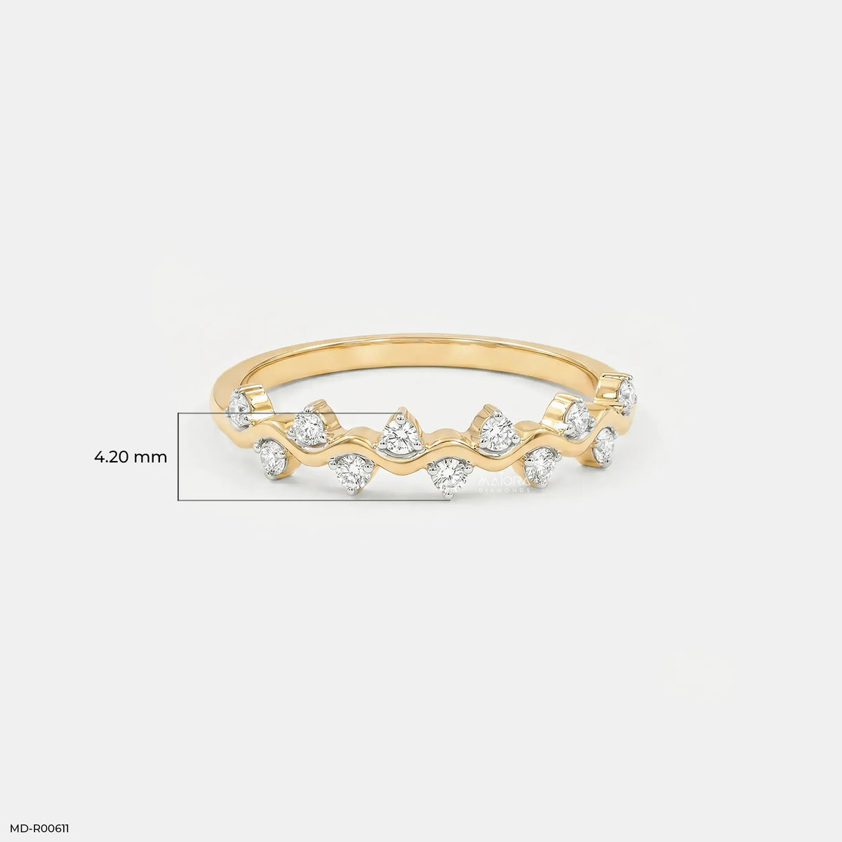 0.20 Carat Shiny Wave Round Diamond Ring