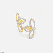 0.95 Carat Nova liner Oval Yellow Color Diamond Ring