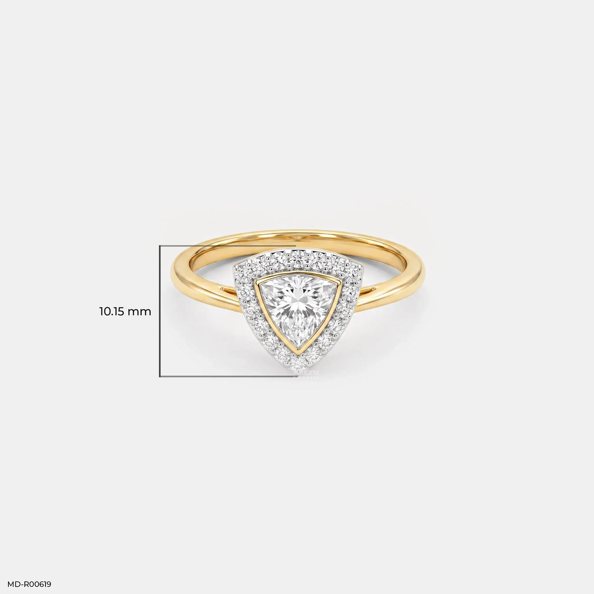 0.75 Carat Sparkling Trilion Halo Solitaire Diamond Ring