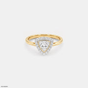 0.75 Carat Sparkling Trilion Halo Solitaire Diamond Ring