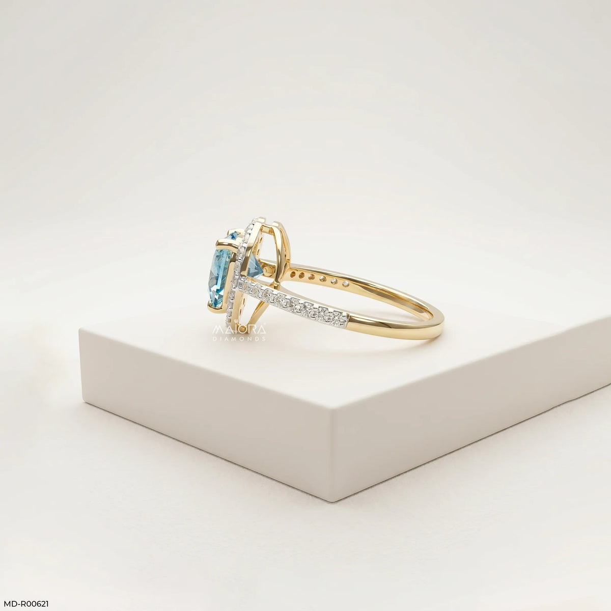 Oceanic Heart Blue Color Diamond Ring