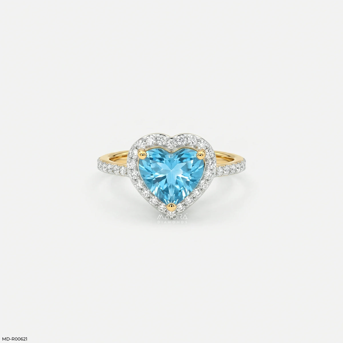 Oceanic Heart Blue Color Diamond Ring