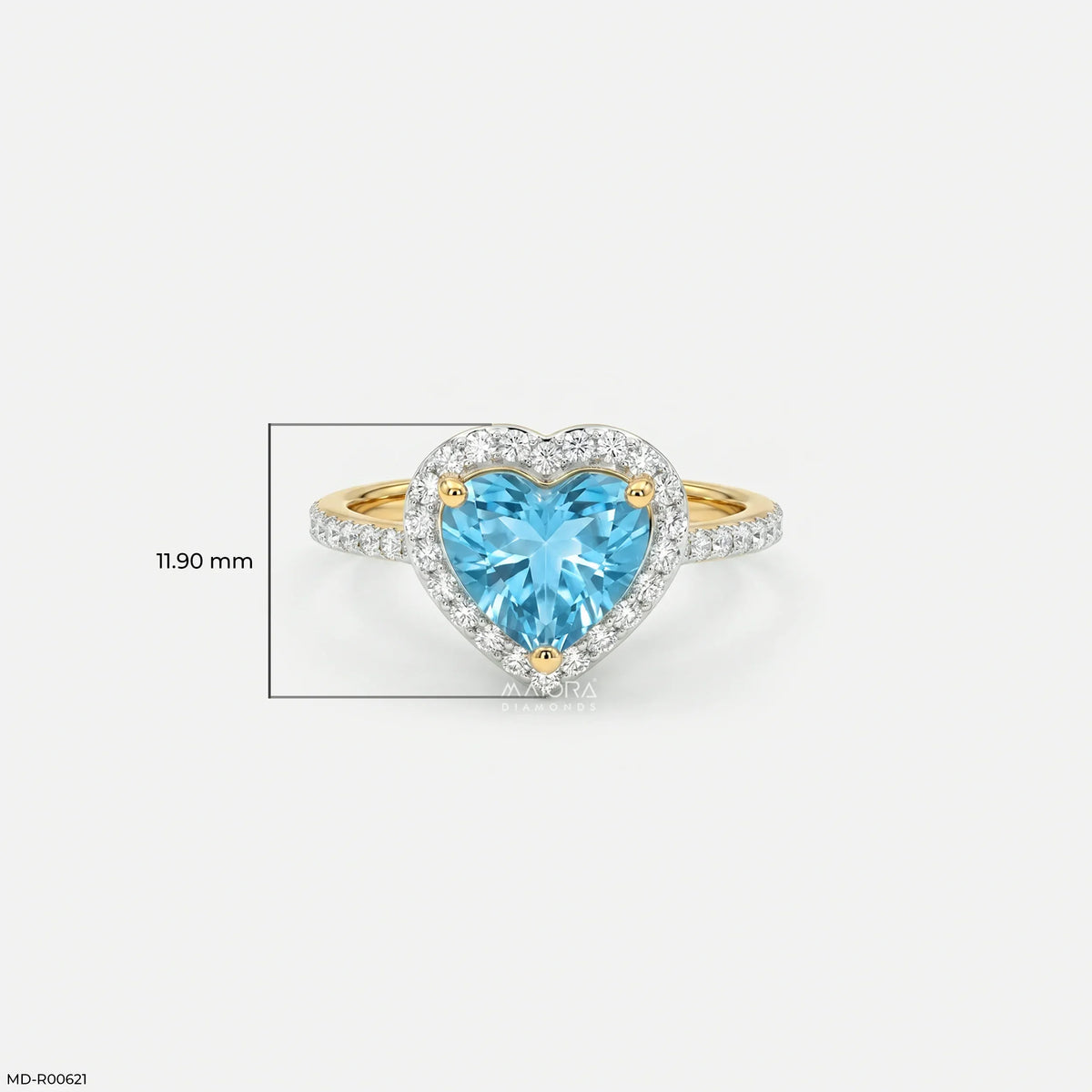 Oceanic Heart Blue Color Diamond Ring