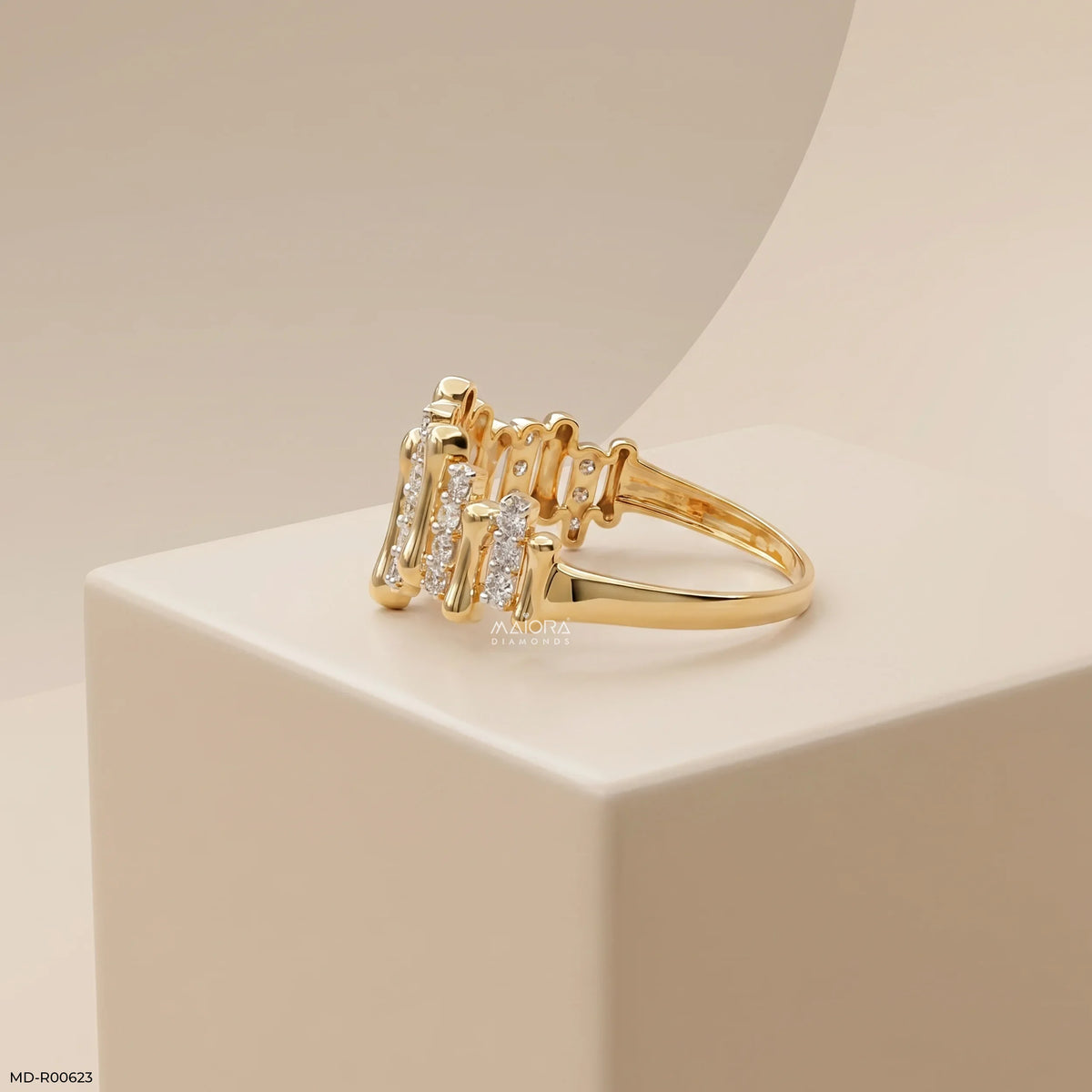 Harmonic Dome Pillars Diamond Ring