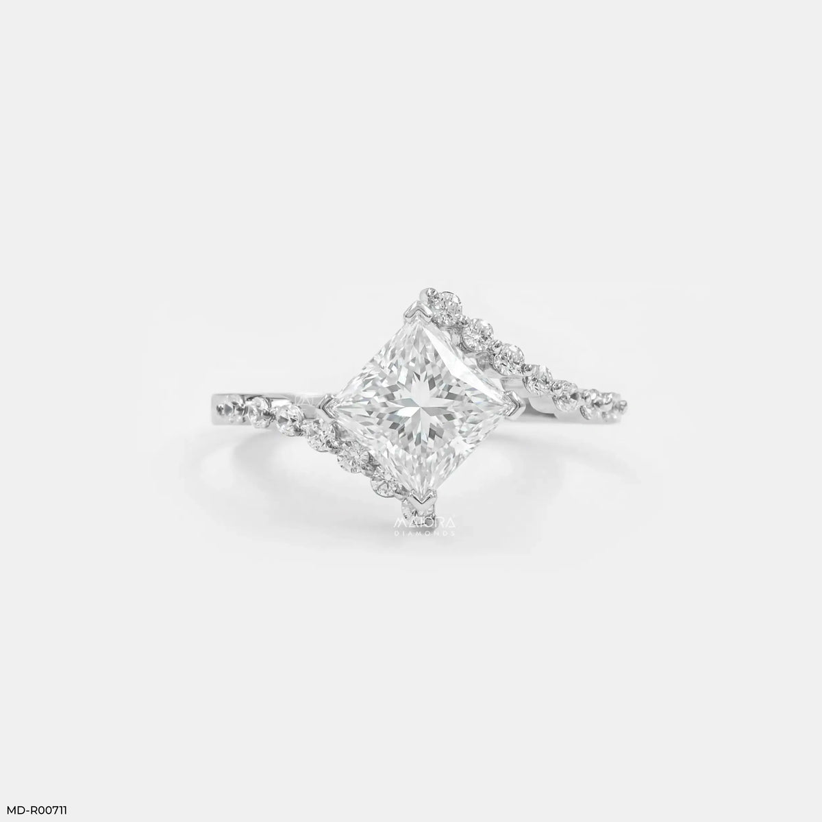 Sqaure Bypass Solitaire Diamond Ring