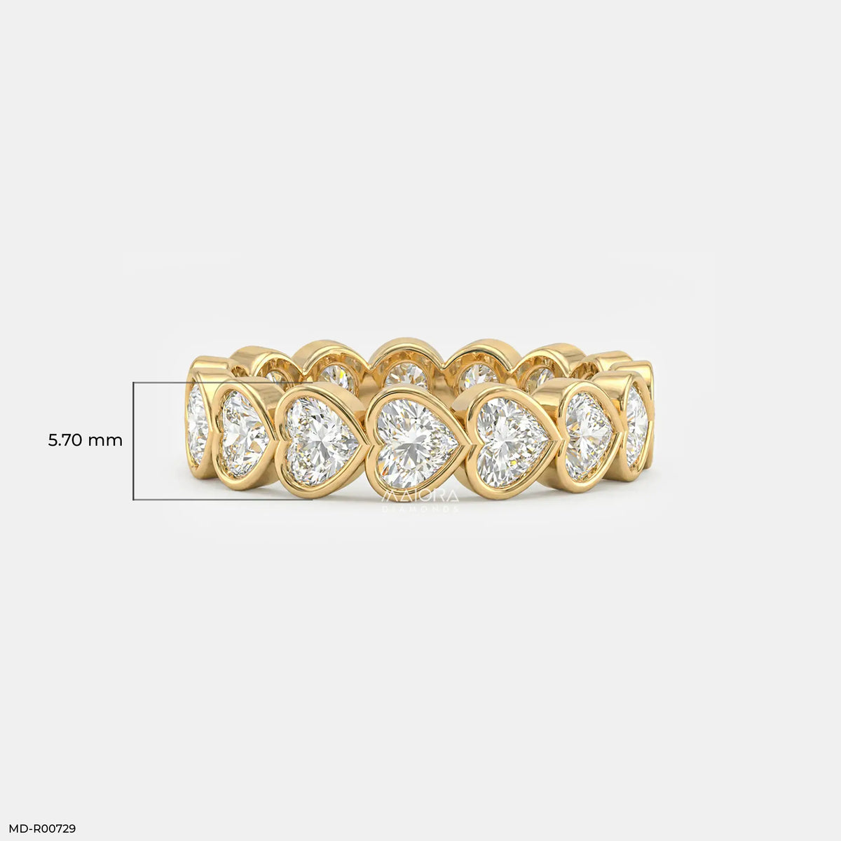 Bezel Heart Row Diamond Ring