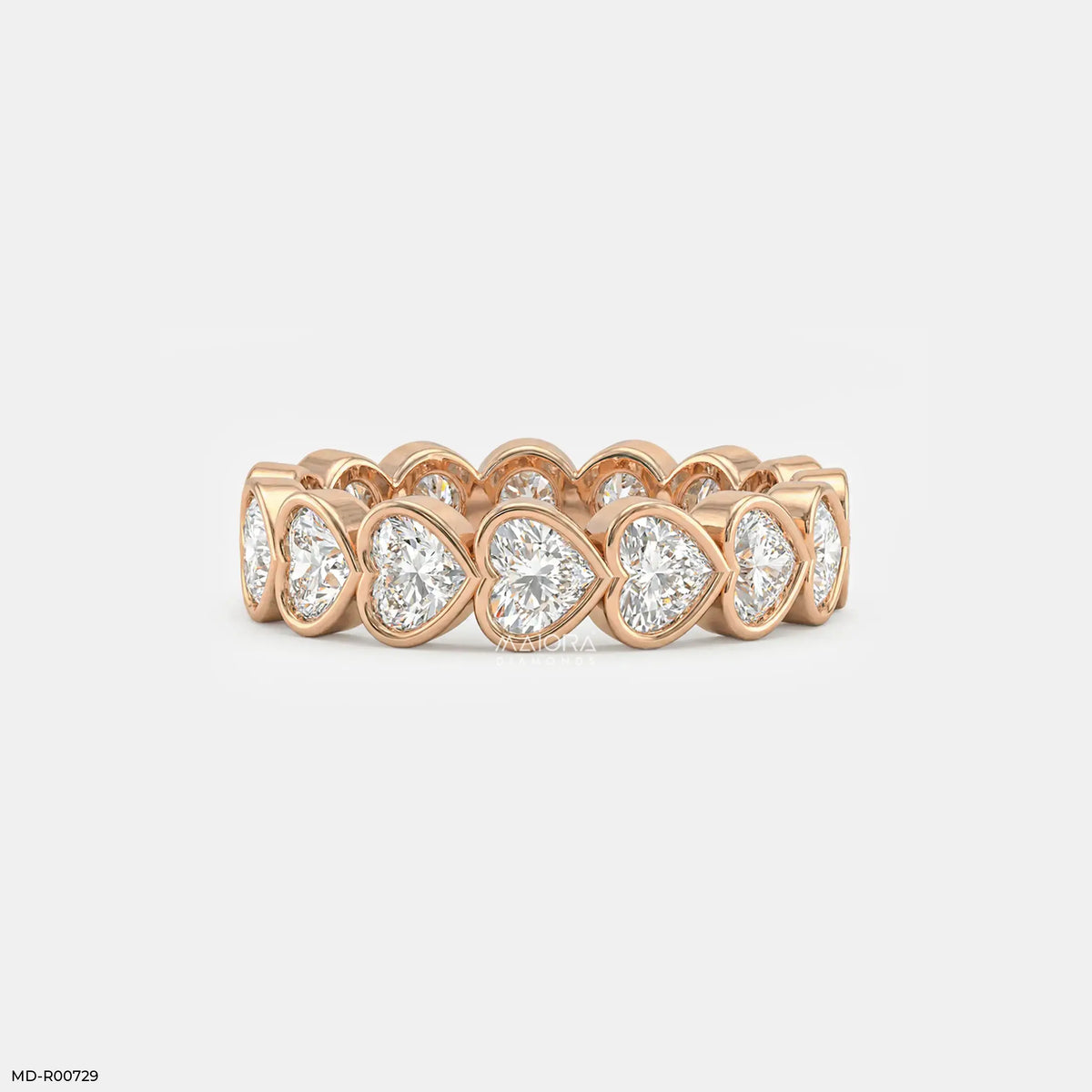 Bezel Heart Row Diamond Ring