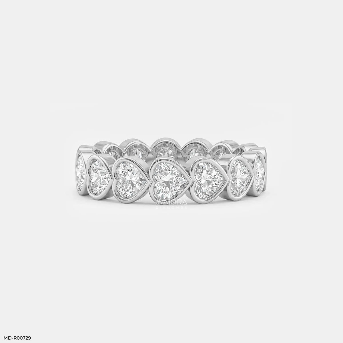 Bezel Heart Row Diamond Ring