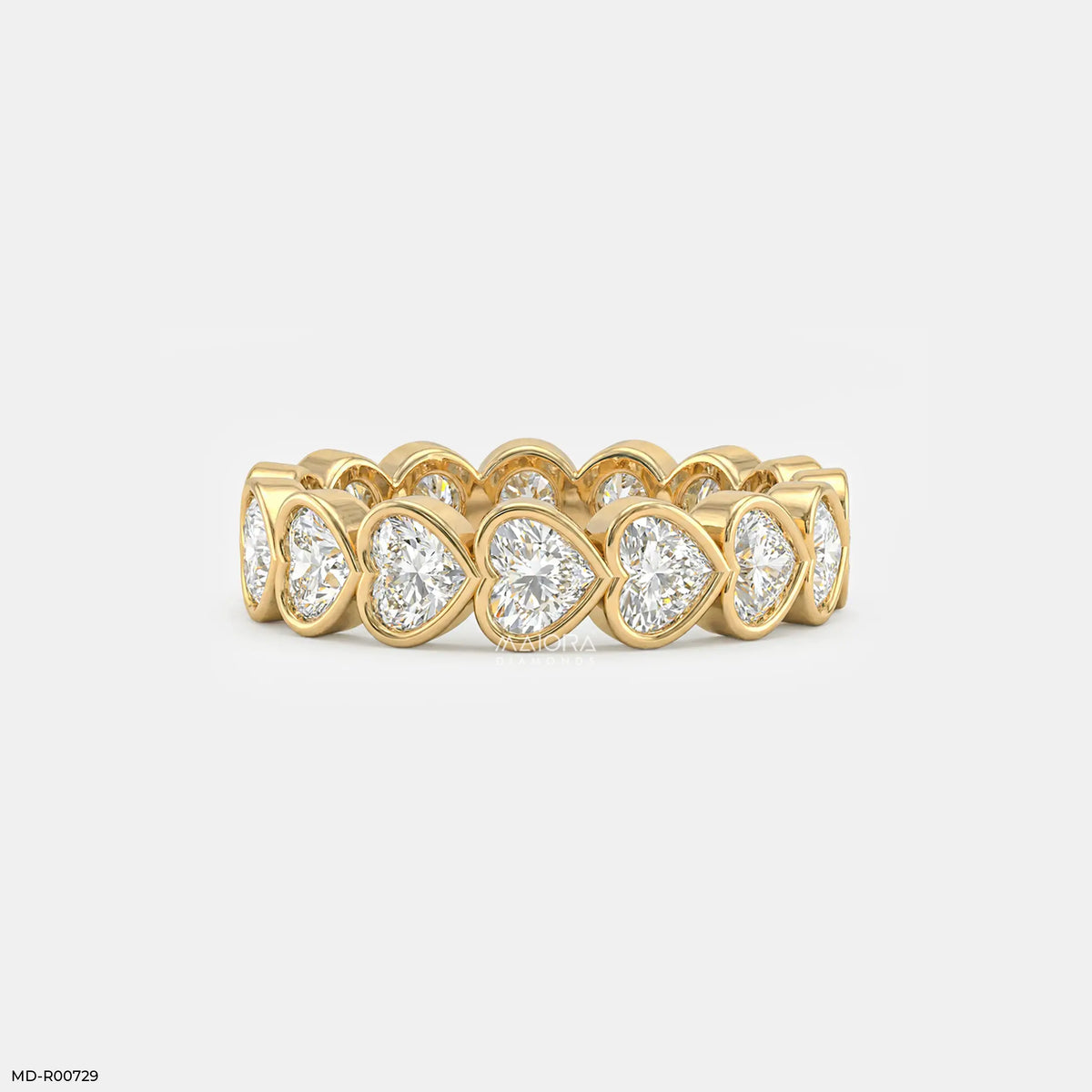 Bezel Heart Row Diamond Ring