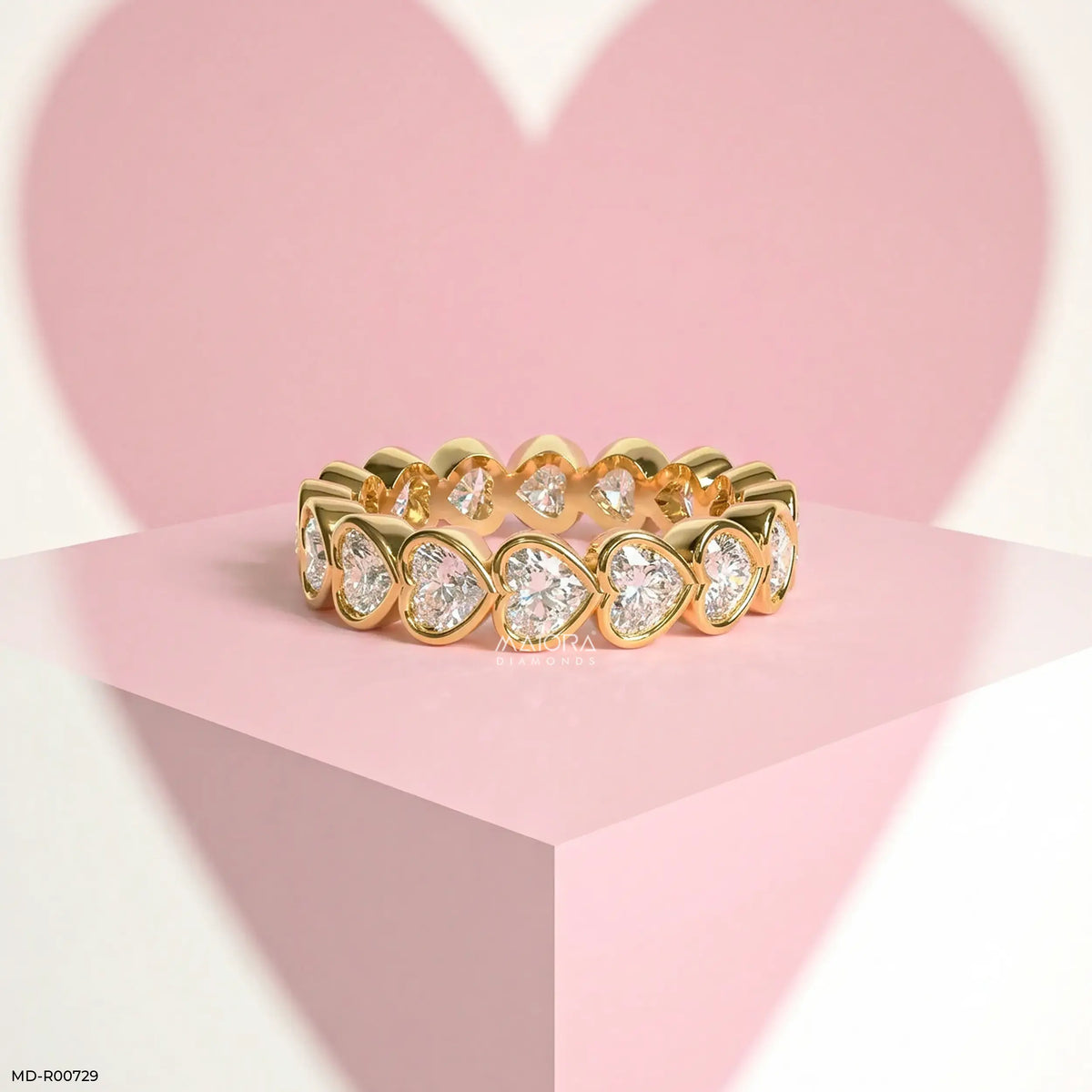 Bezel Heart Row Diamond Ring