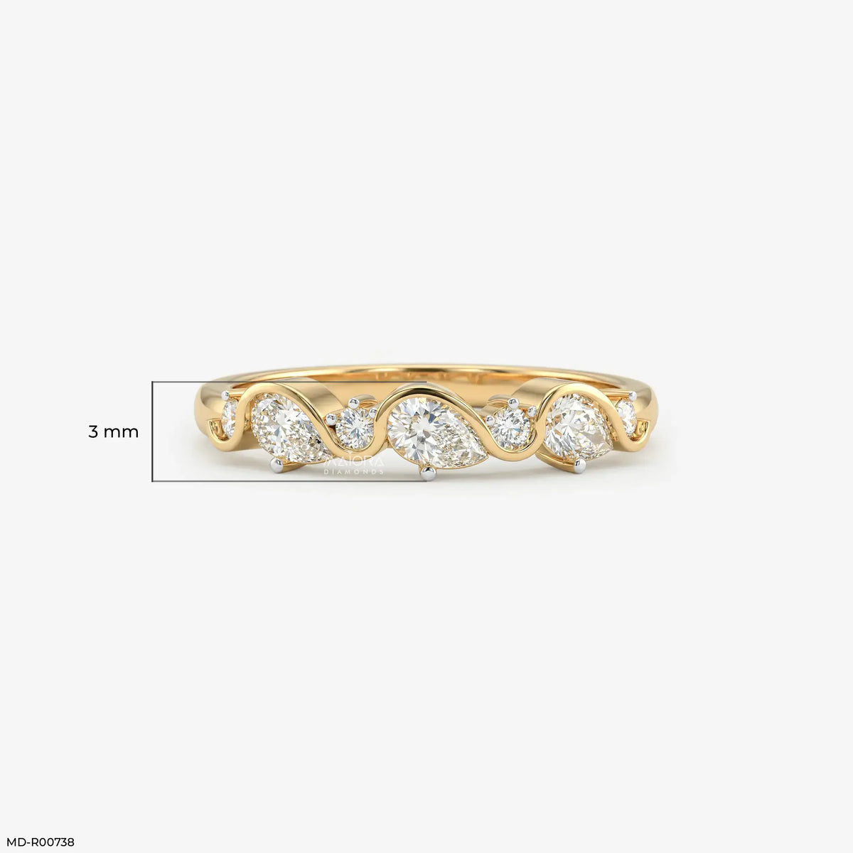 Gilded Wavy Arc Diamond Ring