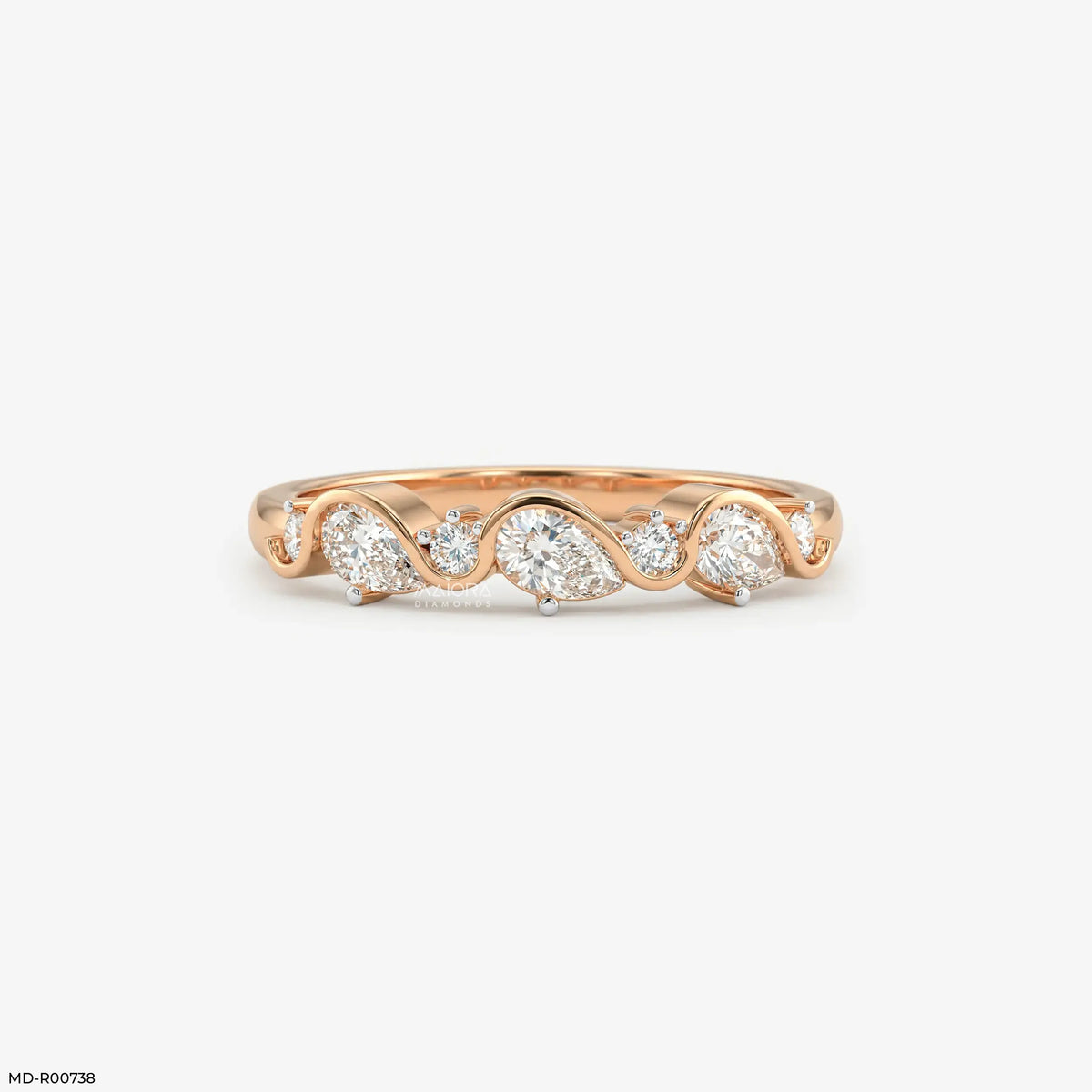 Gilded Wavy Arc Diamond Ring