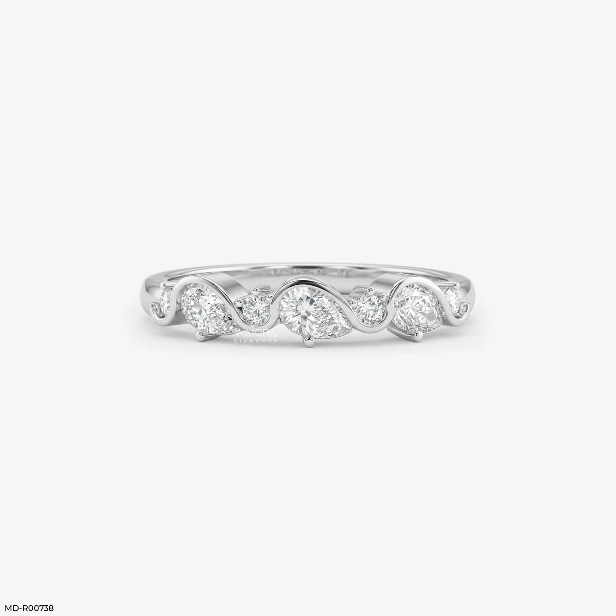 Gilded Wavy Arc Diamond Ring