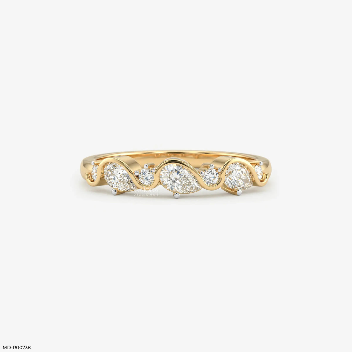 Gilded Wavy Arc Diamond Ring