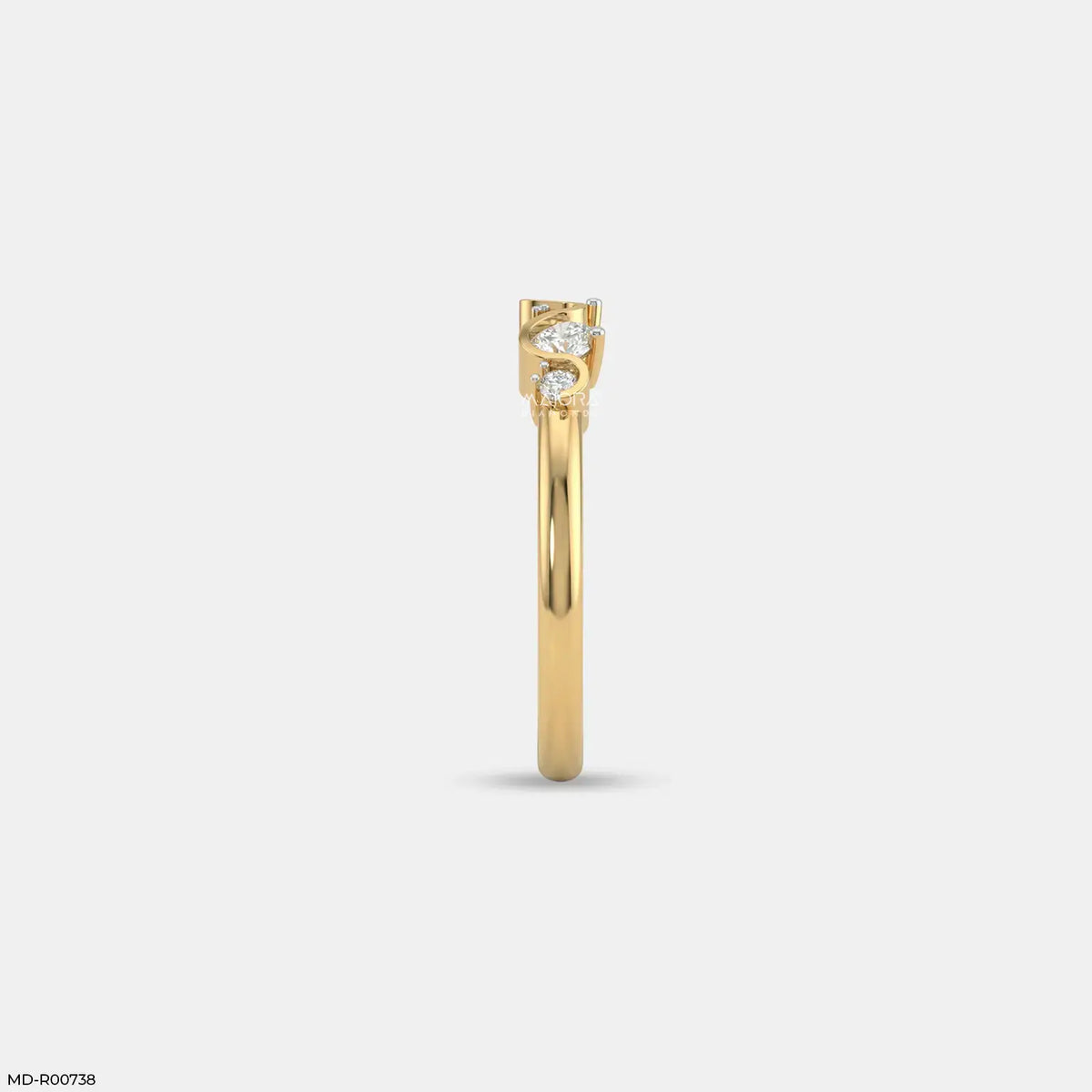 Gilded Wavy Arc Diamond Ring