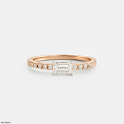 Solitaire Emerald Pave Band Ring