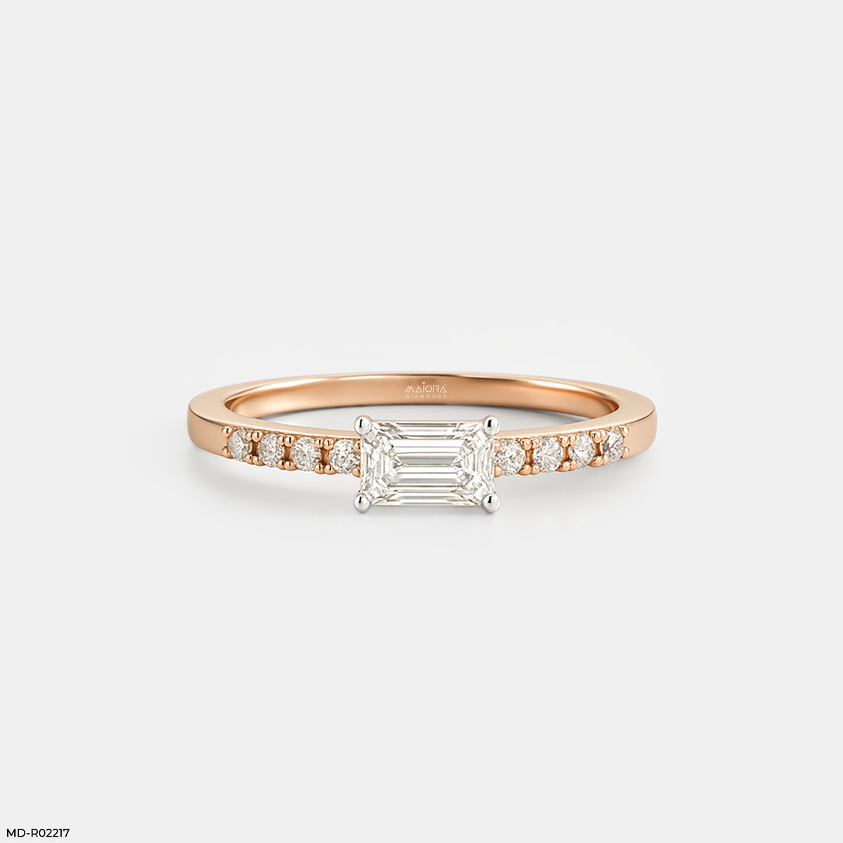 Solitaire Emerald Pave Band Ring