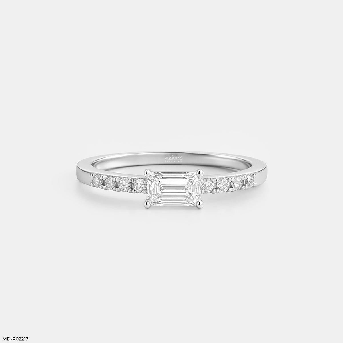 Solitaire Emerald Pave Band Ring