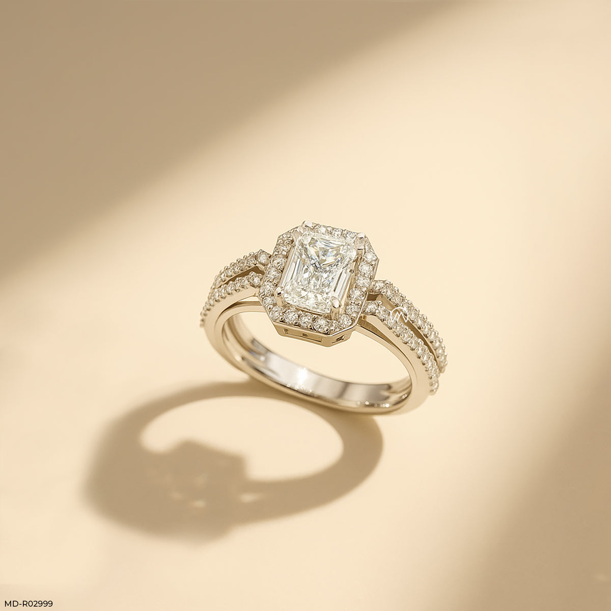 0.5 Carat Radian Cushion Halo Ring