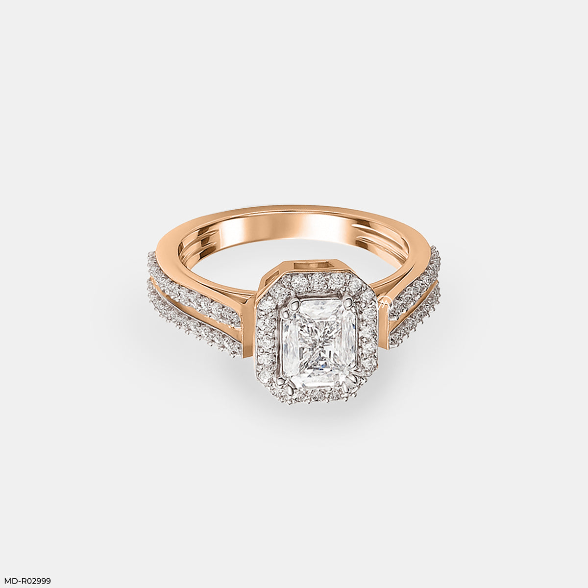 0.5 Carat Radian Cushion Halo Ring