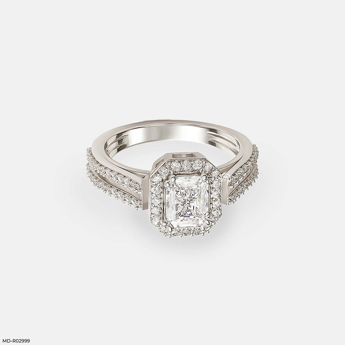 0.5 Carat Radian Cushion Halo Ring