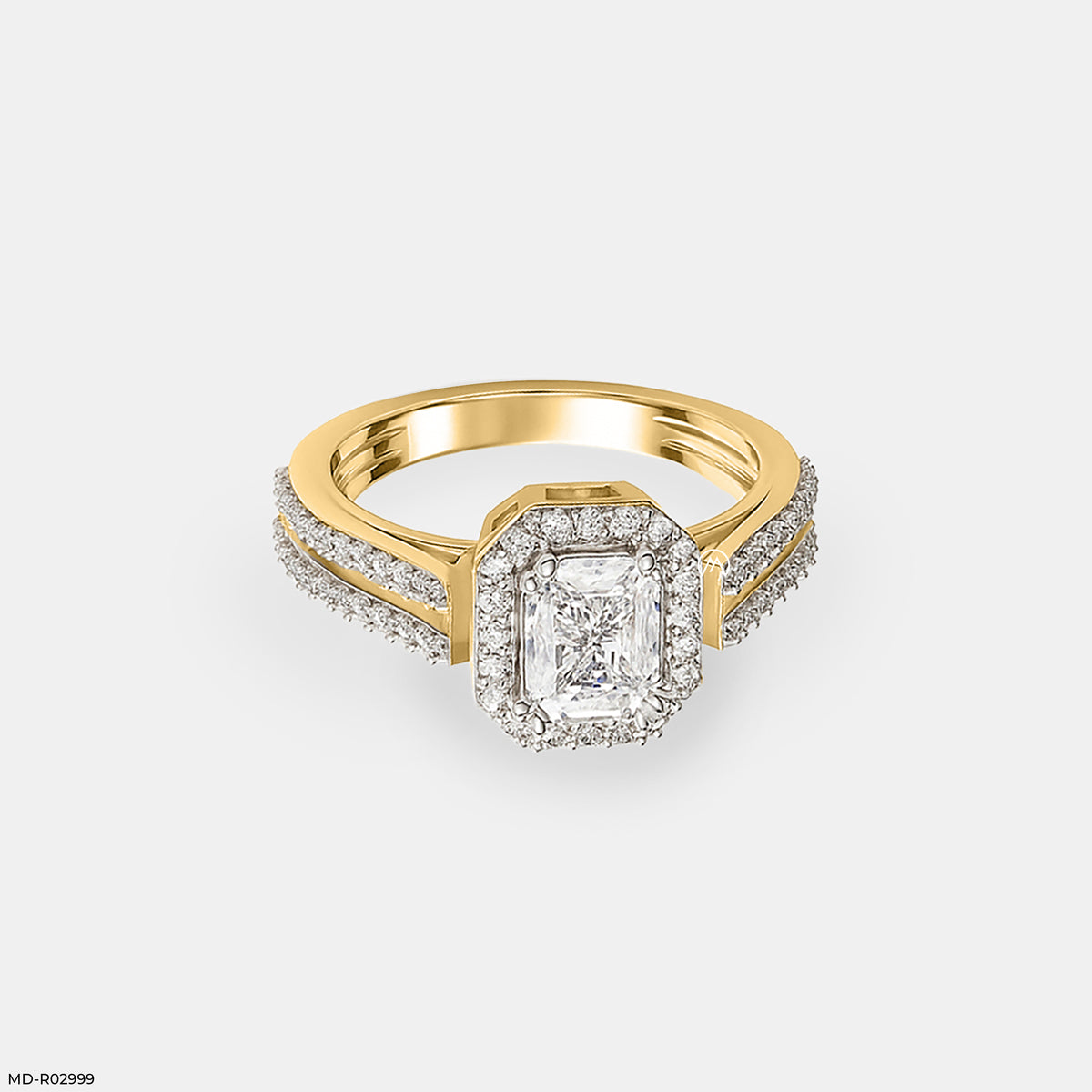 0.5 Carat Radian Cushion Halo Ring