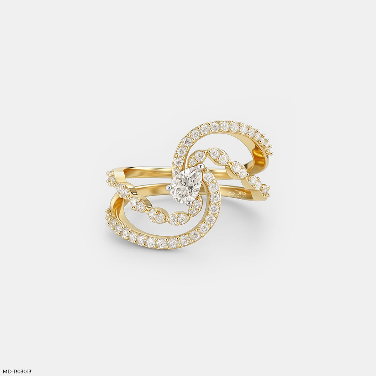 Crossover Pear Ring