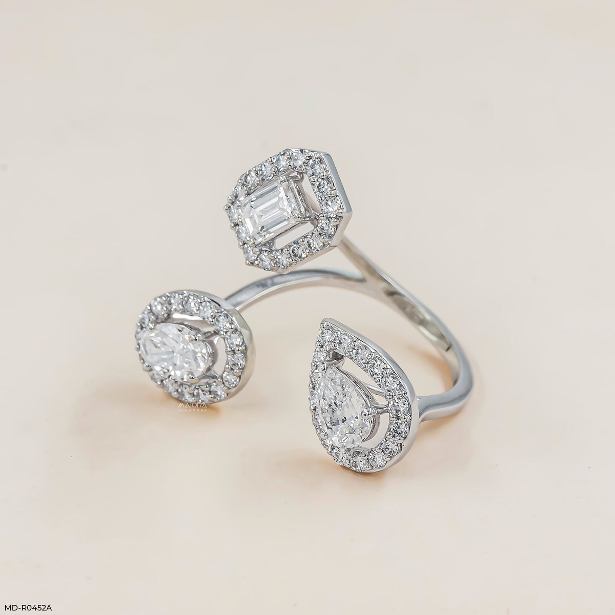1.75 Carat Trio of Light Lab Diamond Ring