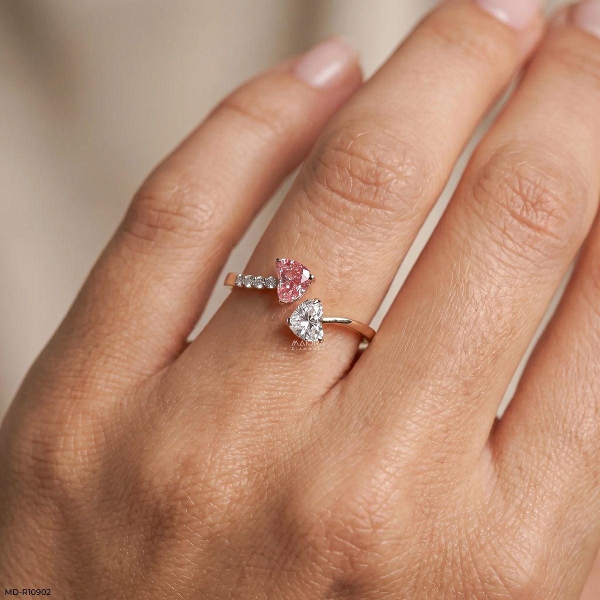 Duo Heart Toi Et Moi Diamond Rings