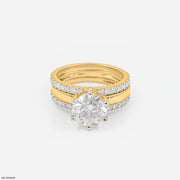 2 Carat Classic Solitaire & Double Pave Band Set