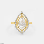 The Double Halo Teardrop Ring