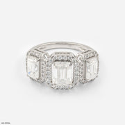 The Trinity Emerald Halo Ring