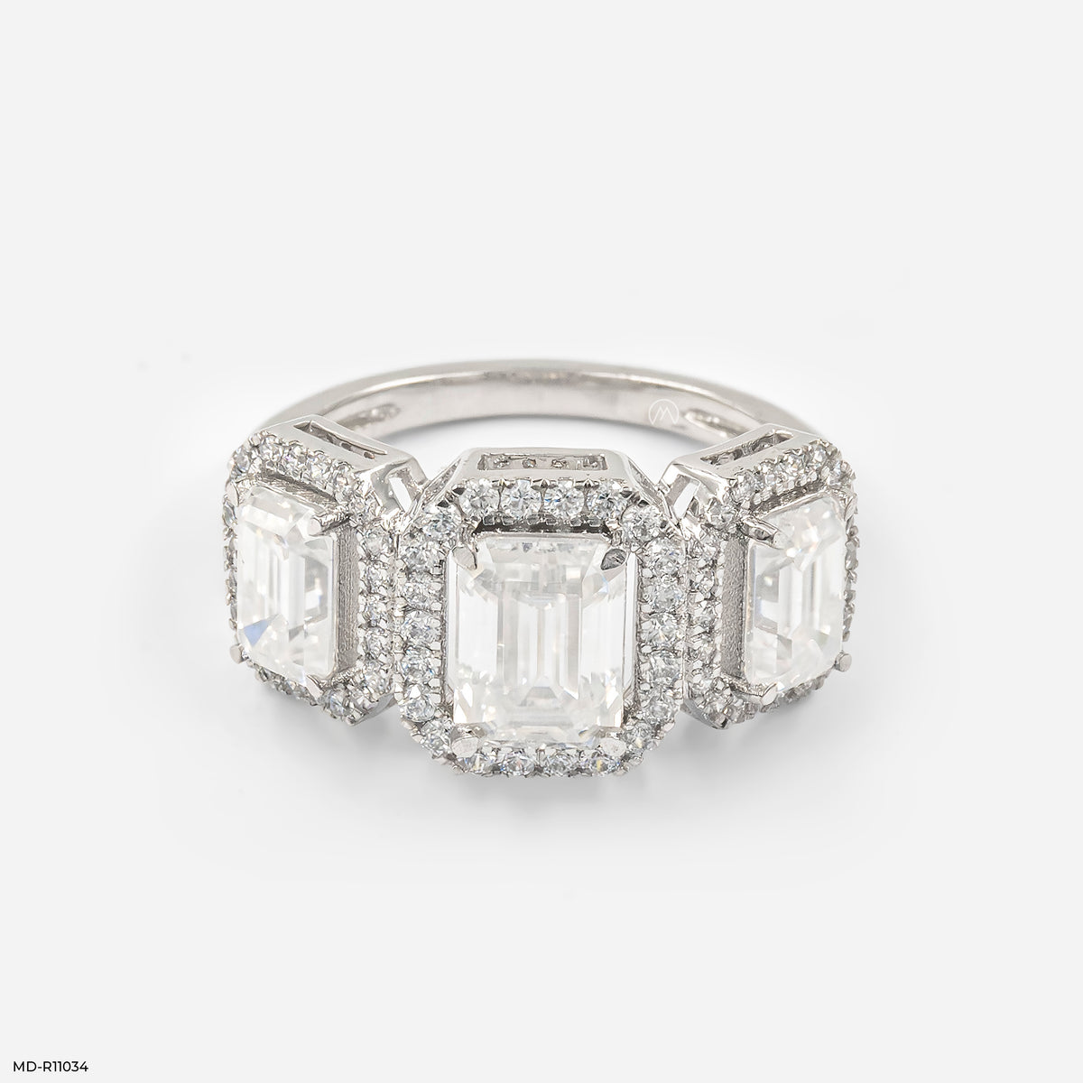 The Trinity Emerald Halo Ring