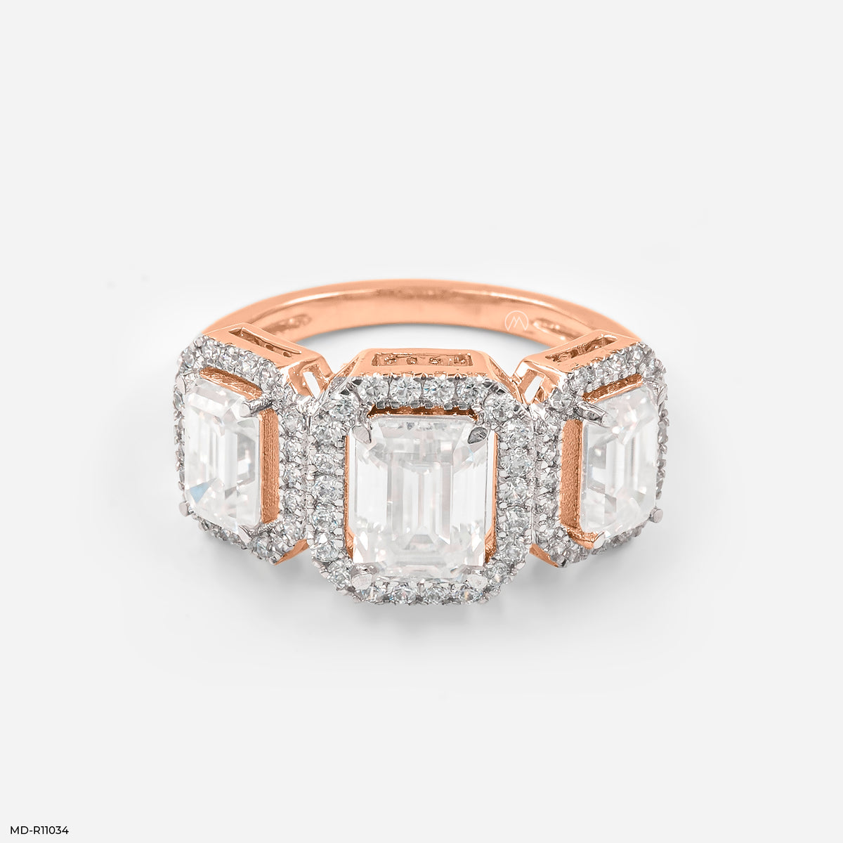 The Trinity Emerald Halo Ring